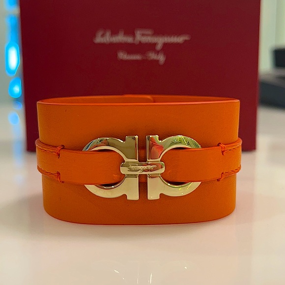 Salvatore Ferragamo Jewelry - NWT Salvatore Ferragamo Leather Brass bracelet